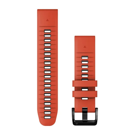 Quickfit 22 Watch Bands Flame Red Graphite Silicone Band