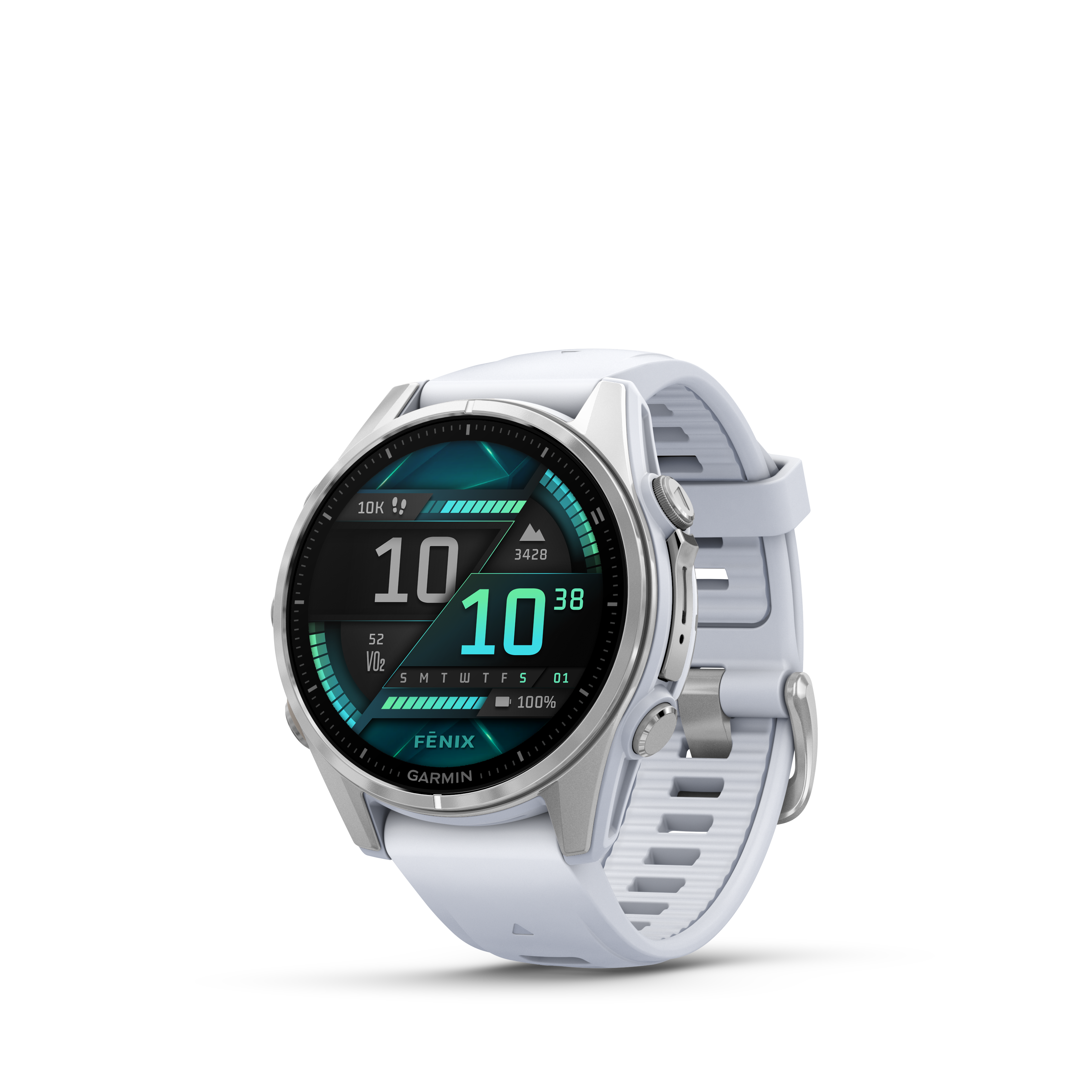 Fenix 8 Amoled Silver Whitestone Silicone Band 43 MM