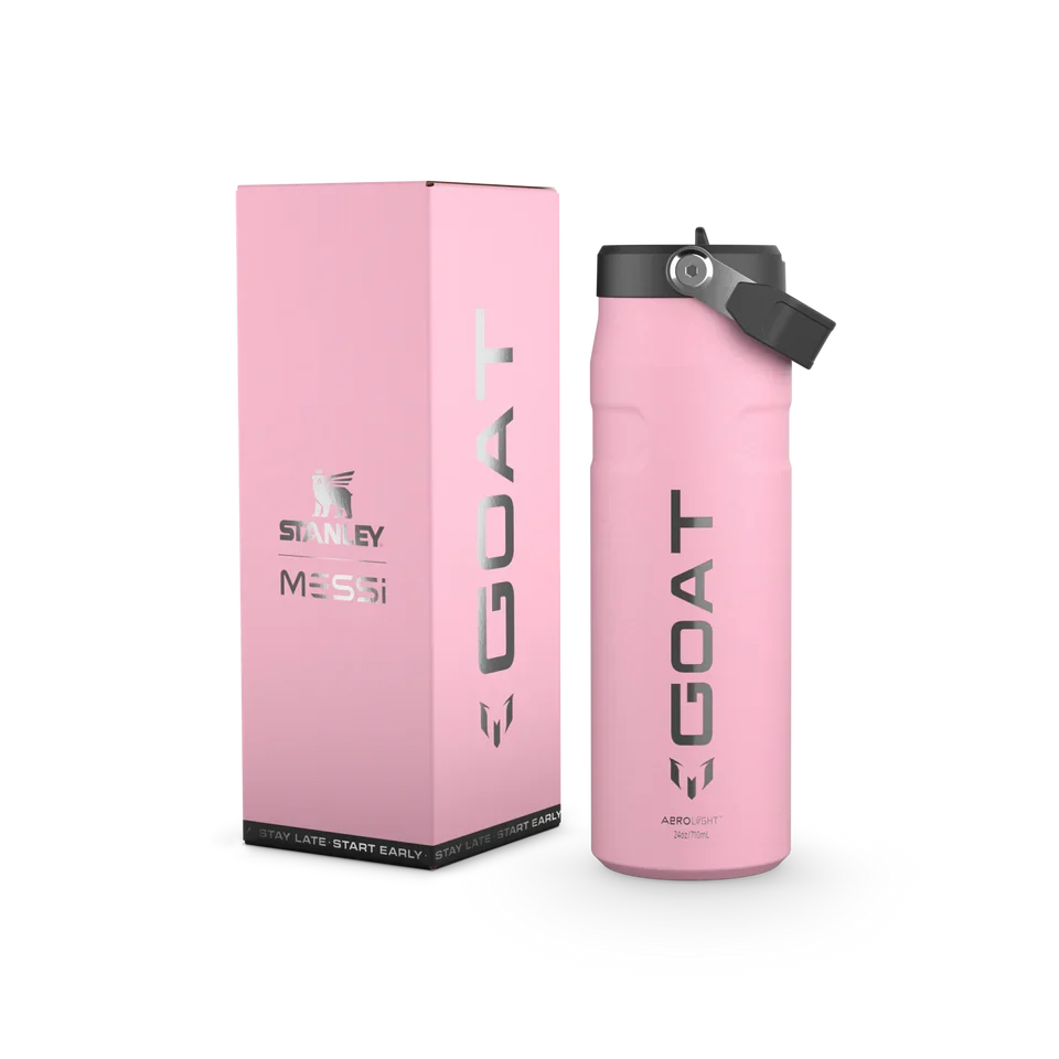 Messi x Iceflow Flip Straw 2.0 Goat Pink 24 Ounce Bottle