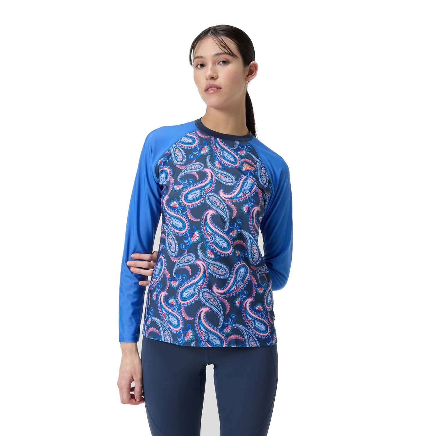 Womens Printed Long Sleeve Swim Tee