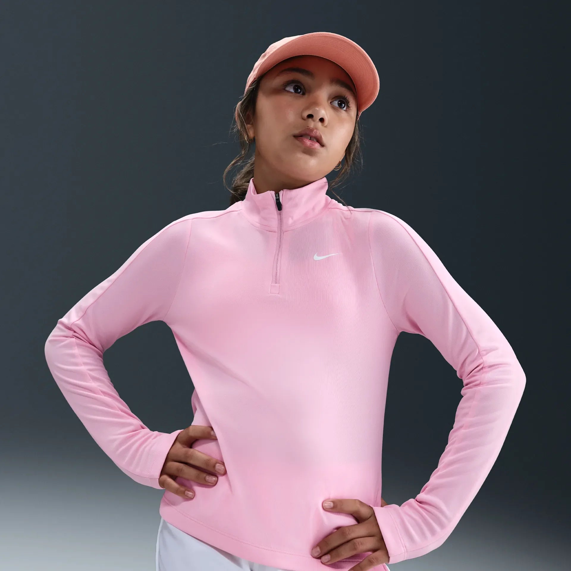 Junior Girls DriFit Long Sleeve Half Zip