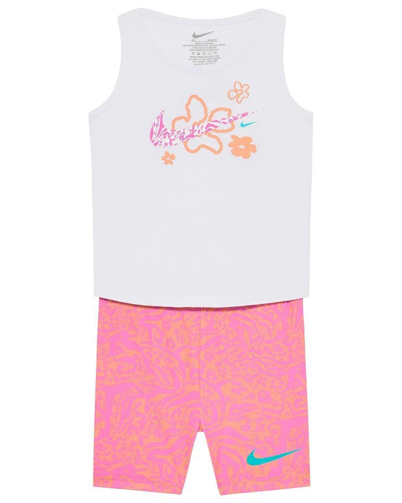 Girls Wild Flower All Over Printed Bike Short Set