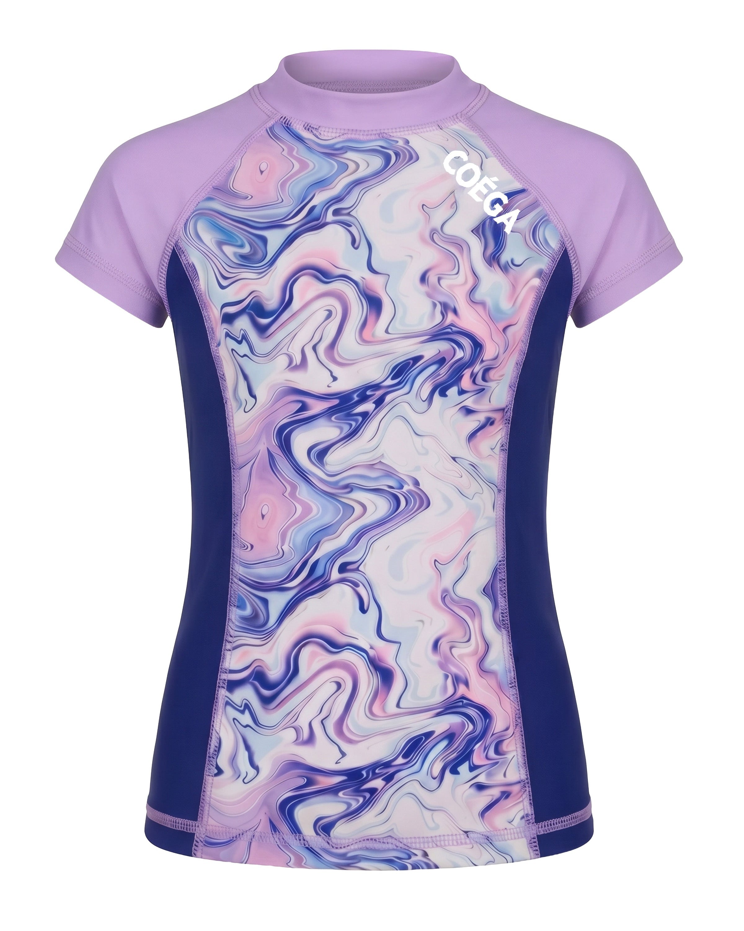 Girls Marble Cap Sleeve Rashguard