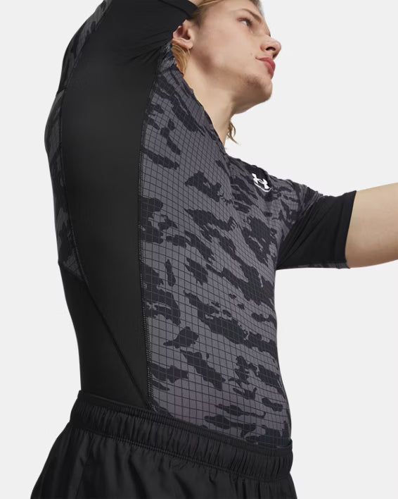 Mens Heatgear Printed Compression Short Sleeve Top