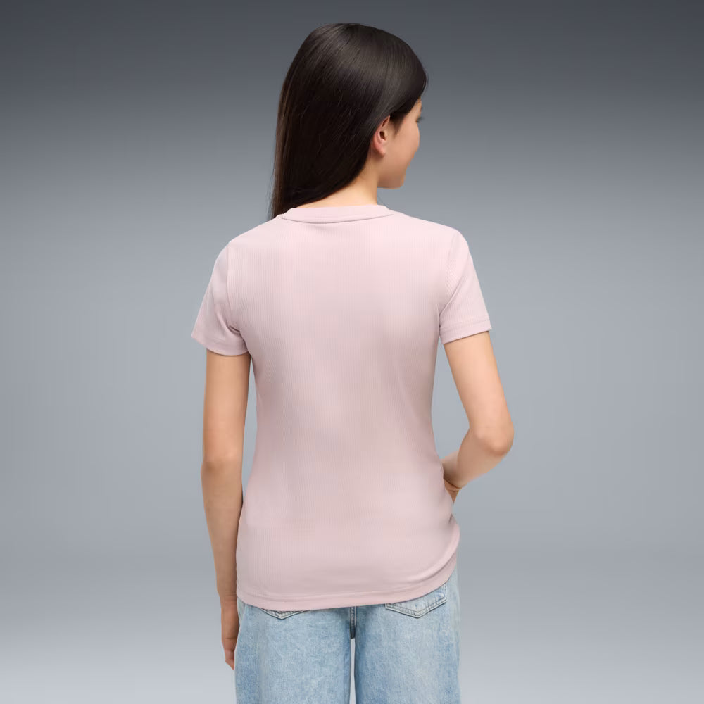 Junior Girls Lifestyle Rib Slim Short Sleeve Tshirt