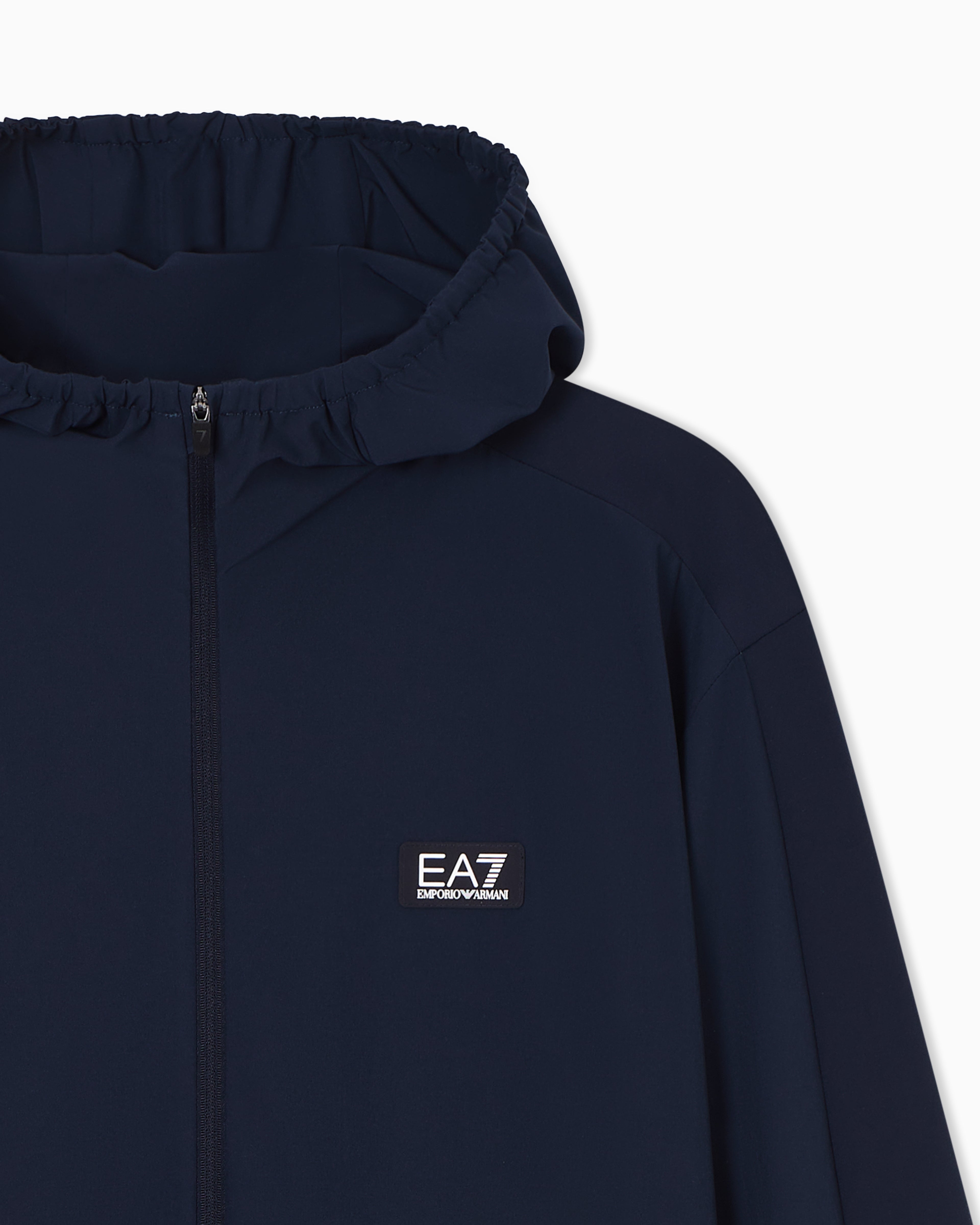 Mens Train Sport Armani Blue Full Zip Stretch Hoodie
