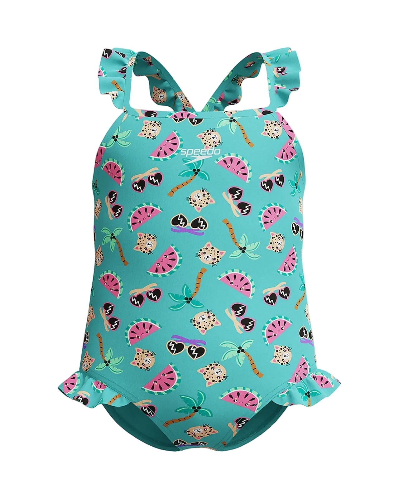 Girls Digital Frill Thinstrap Swimsuit