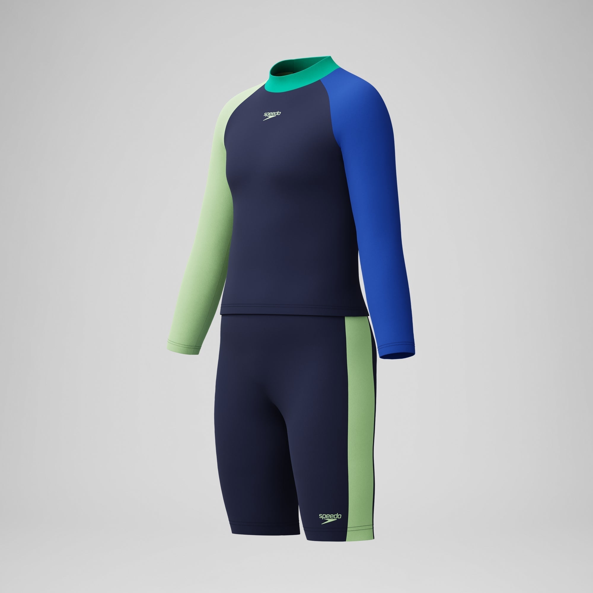Long Sleeve Colorblock Rash Guard & Jammer Set