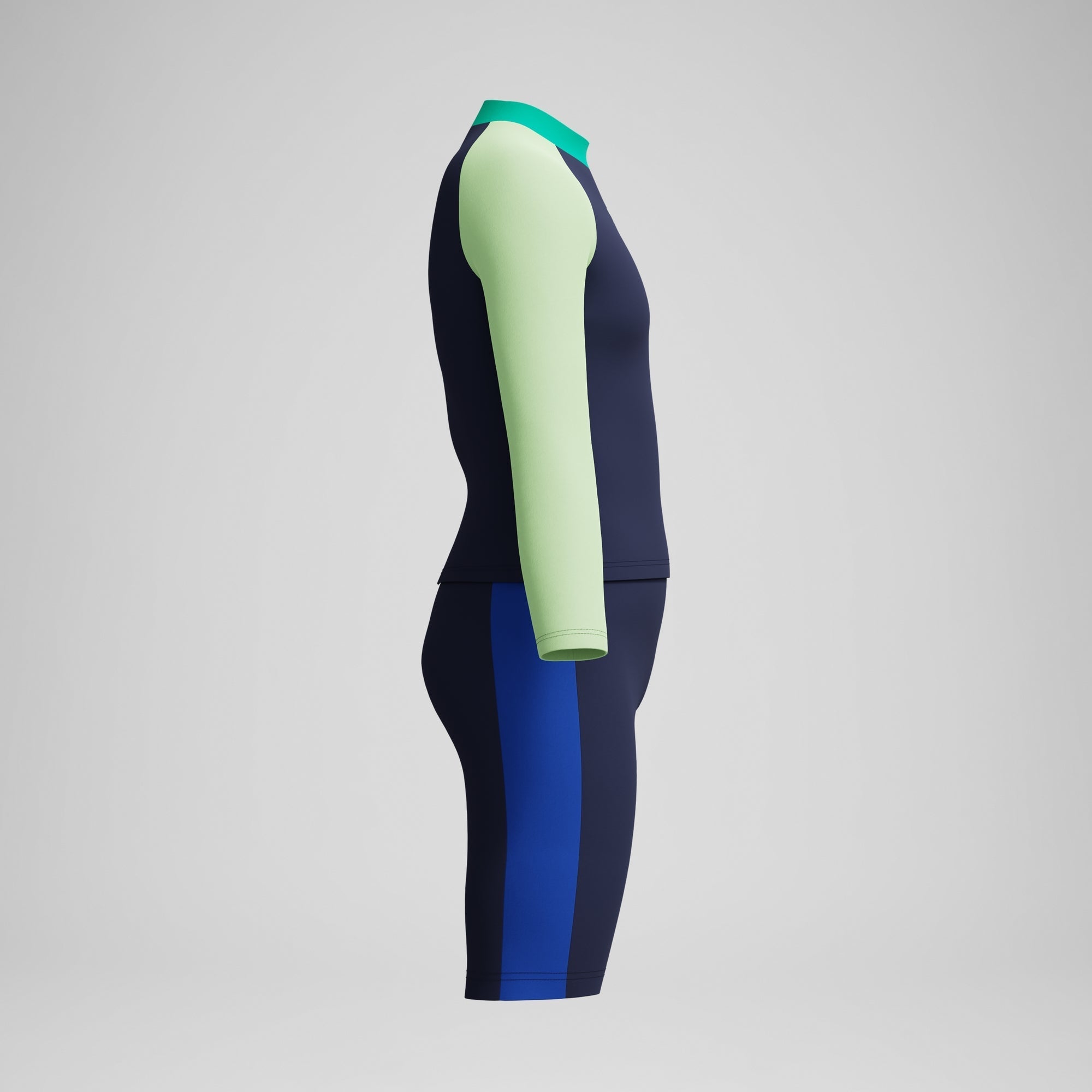 Long Sleeve Colorblock Rash Guard & Jammer Set