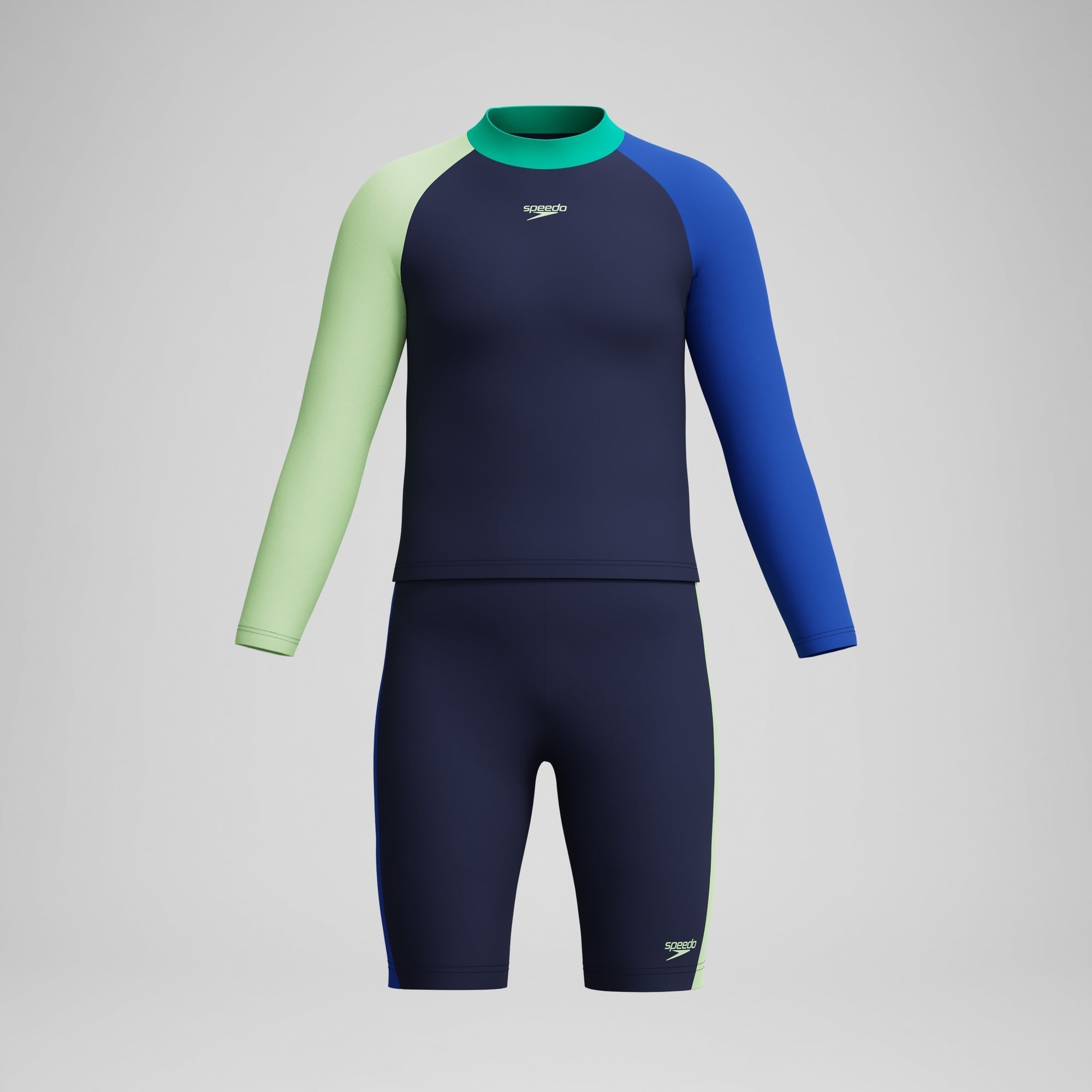 Long Sleeve Colorblock Rash Guard & Jammer Set