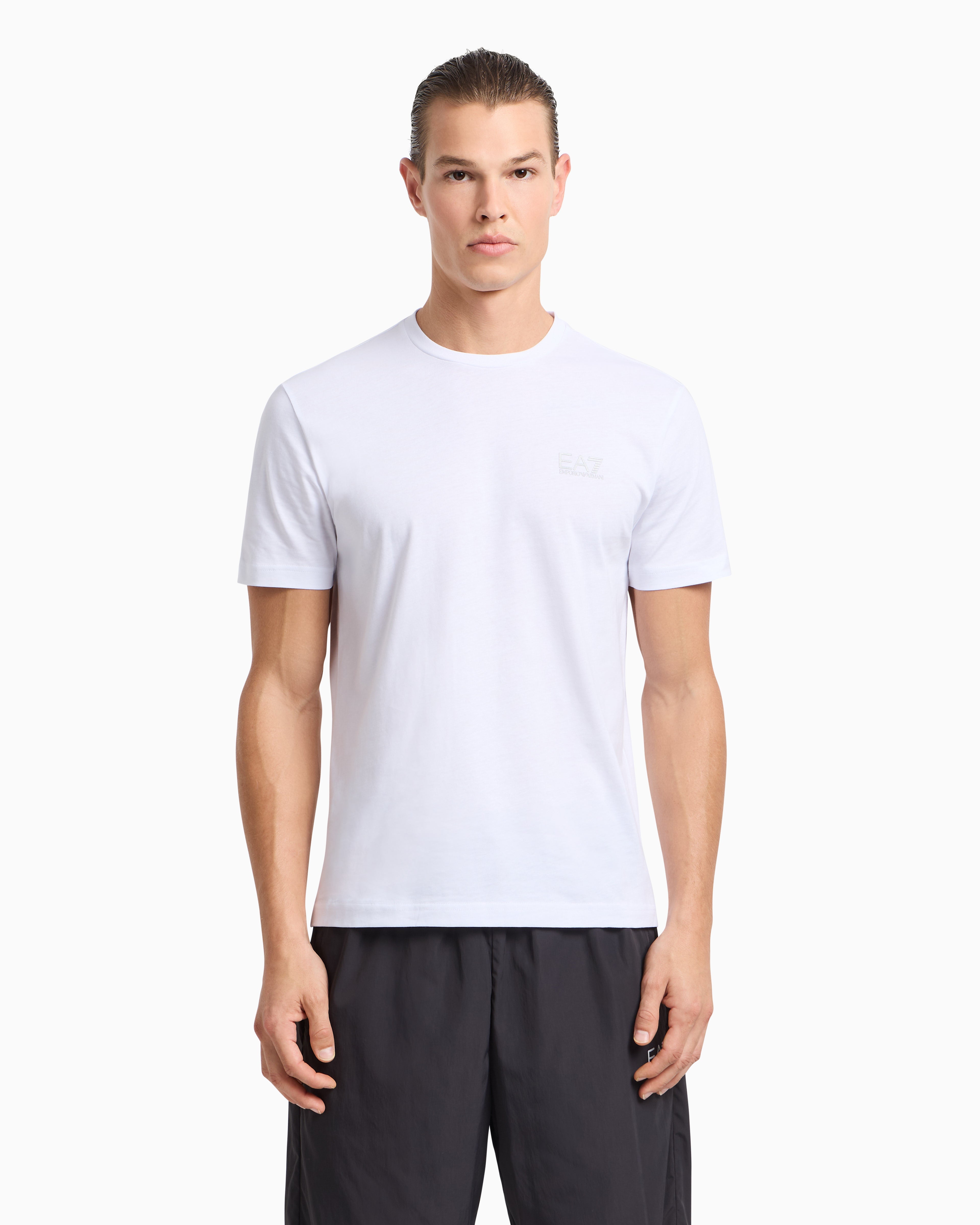 Mens Train Core Identity Small Gold Logo Short Sleeve