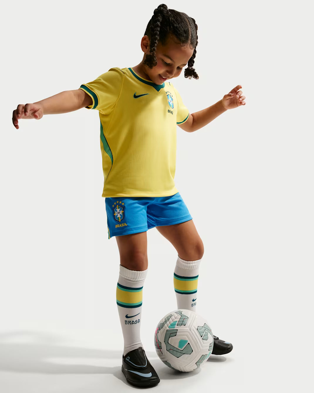 Kids Brazil CBF Home 25/26 Replica Set
