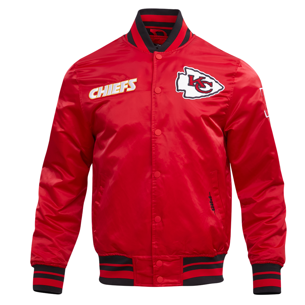 Mens Kansas City Chiefs Retro Classic Rib Satin Jacket