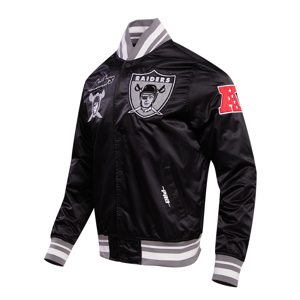 Mens Las Vegas Raiders Retro Classic Rib Satin Jacket