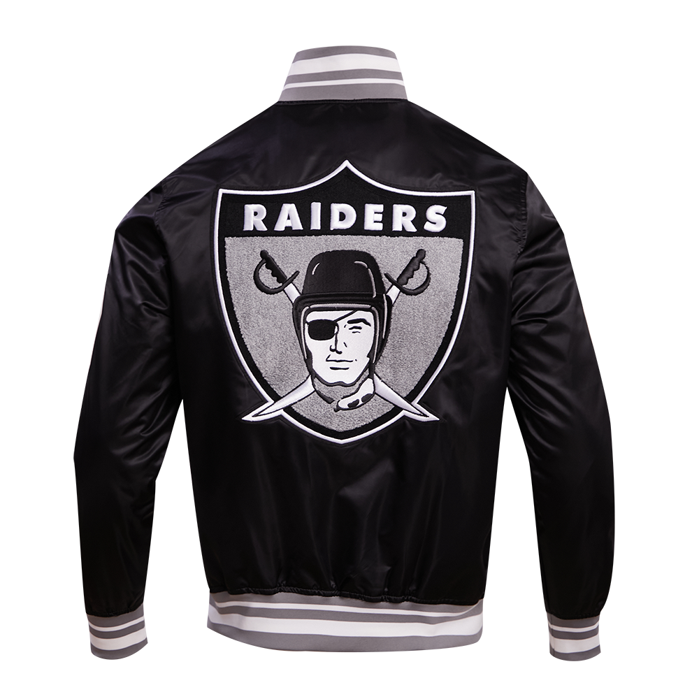 Mens Las Vegas Raiders Retro Classic Rib Satin Jacket