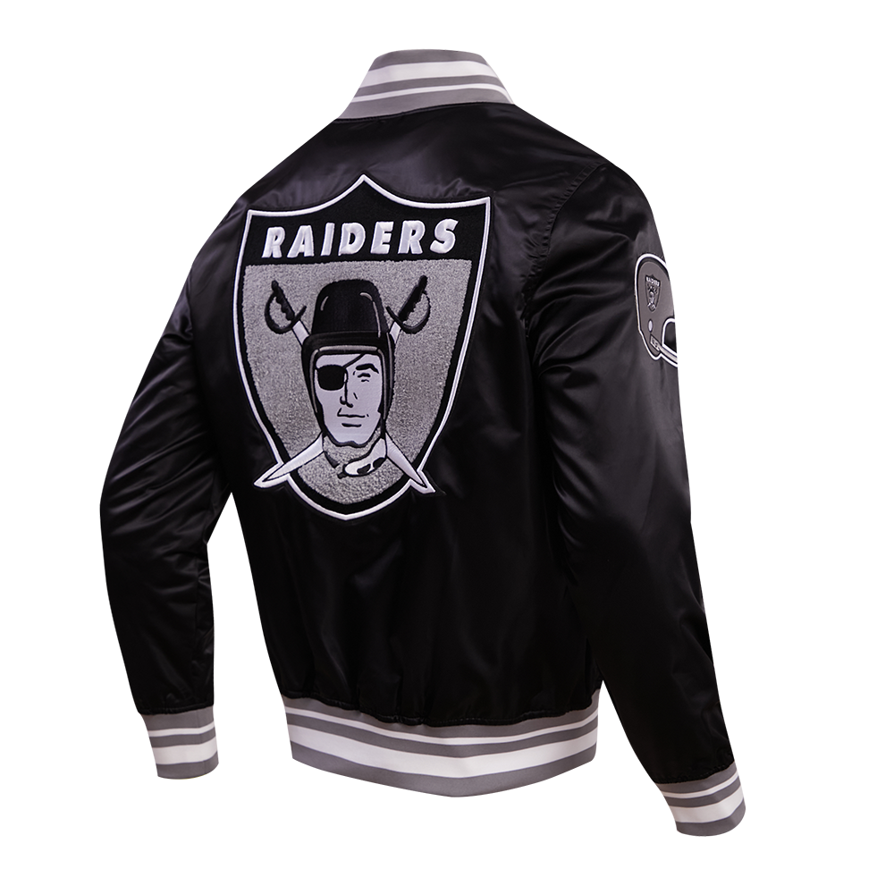Mens Las Vegas Raiders Retro Classic Rib Satin Jacket