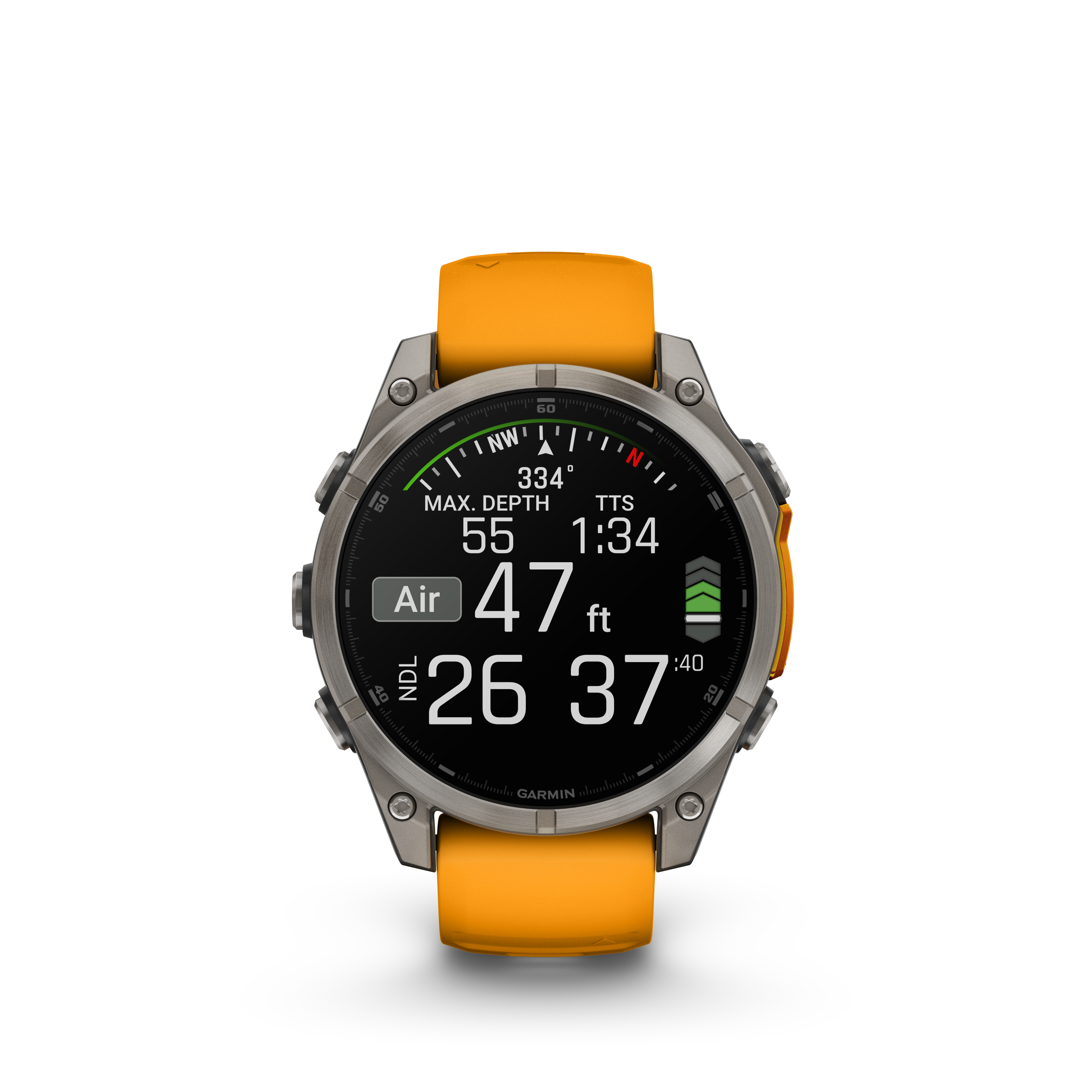 Fenix 8 Amoled Sapphire Titanium Orange Silicone Band 47MM