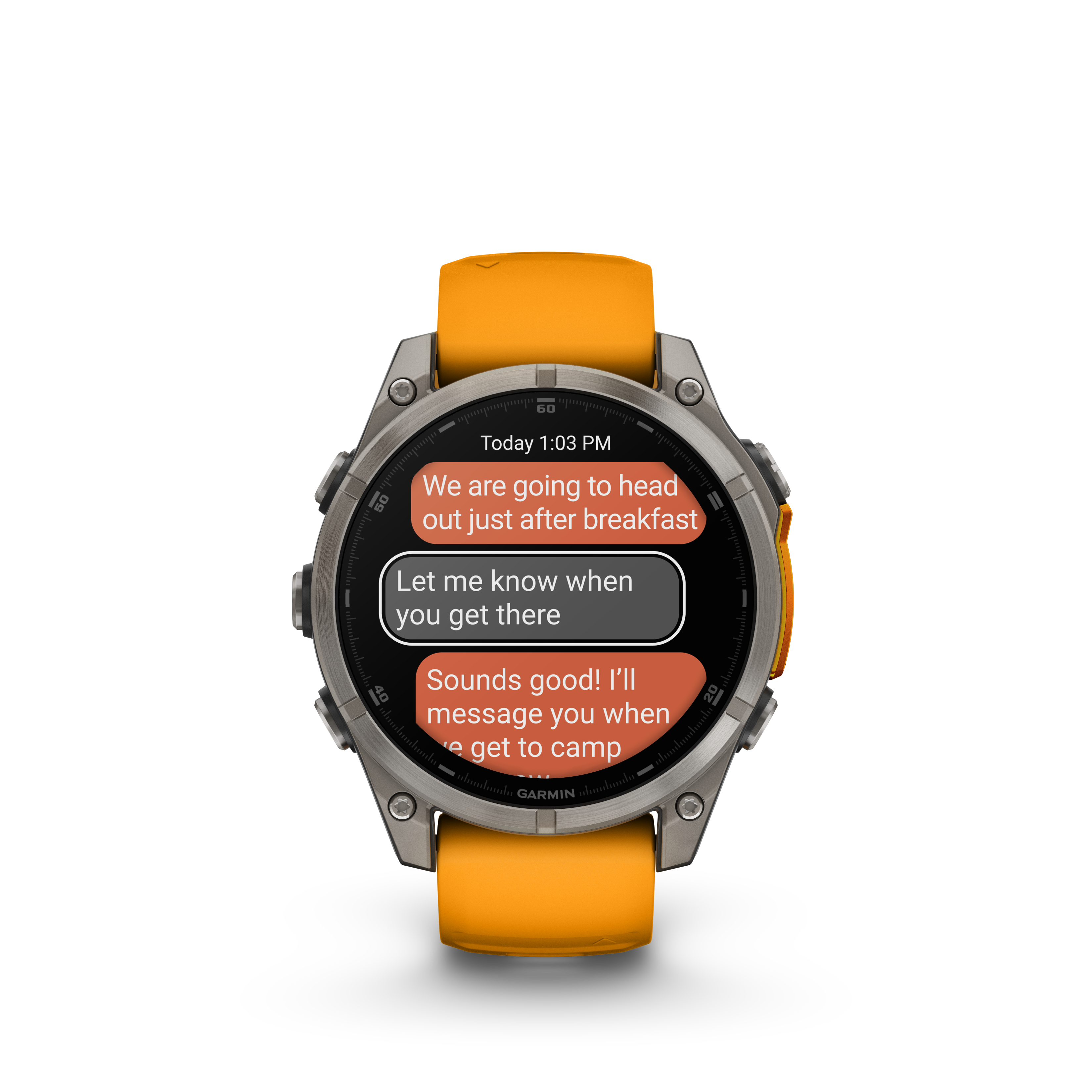 Fenix 8 Amoled Sapphire Titanium Orange Silicone Band 47MM