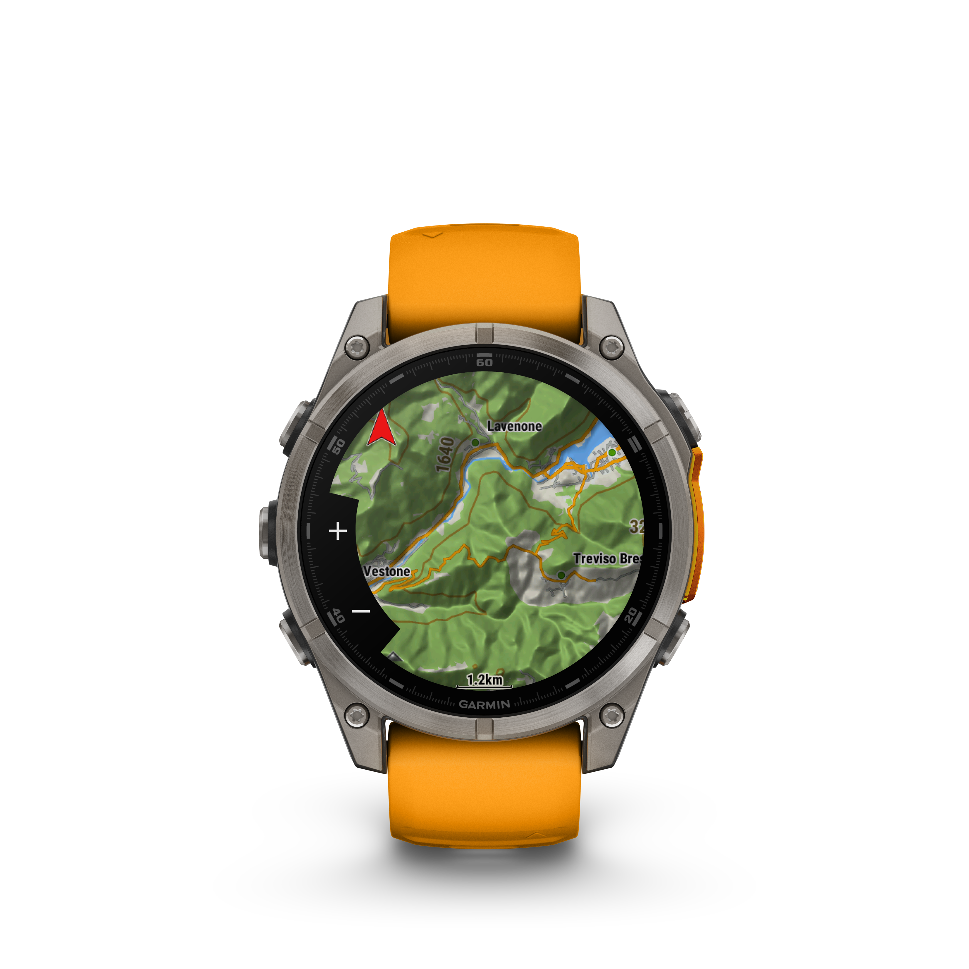 Fenix 8 Amoled Sapphire Titanium Orange Silicone Band 47MM