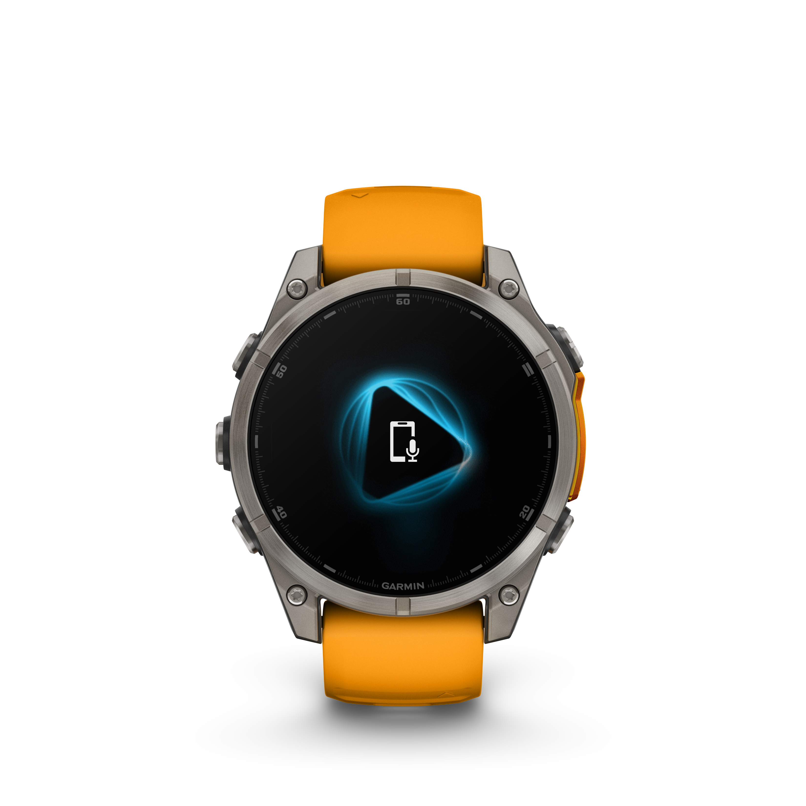 Fenix 8 Amoled Sapphire Titanium Orange Silicone Band 47MM