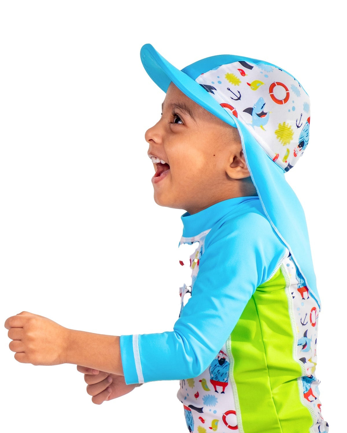 Baby Blue Pirated Printed Swim Cap