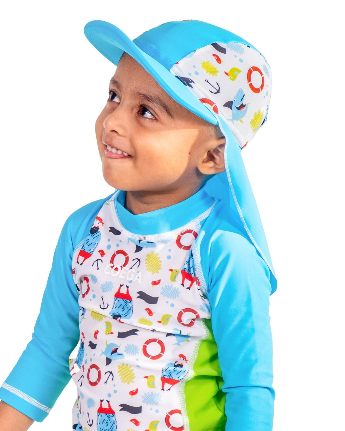 Baby Blue Pirated Printed Swim Cap
