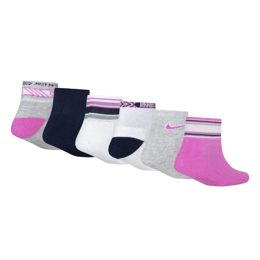 6 Pack Girls Quarter Socks