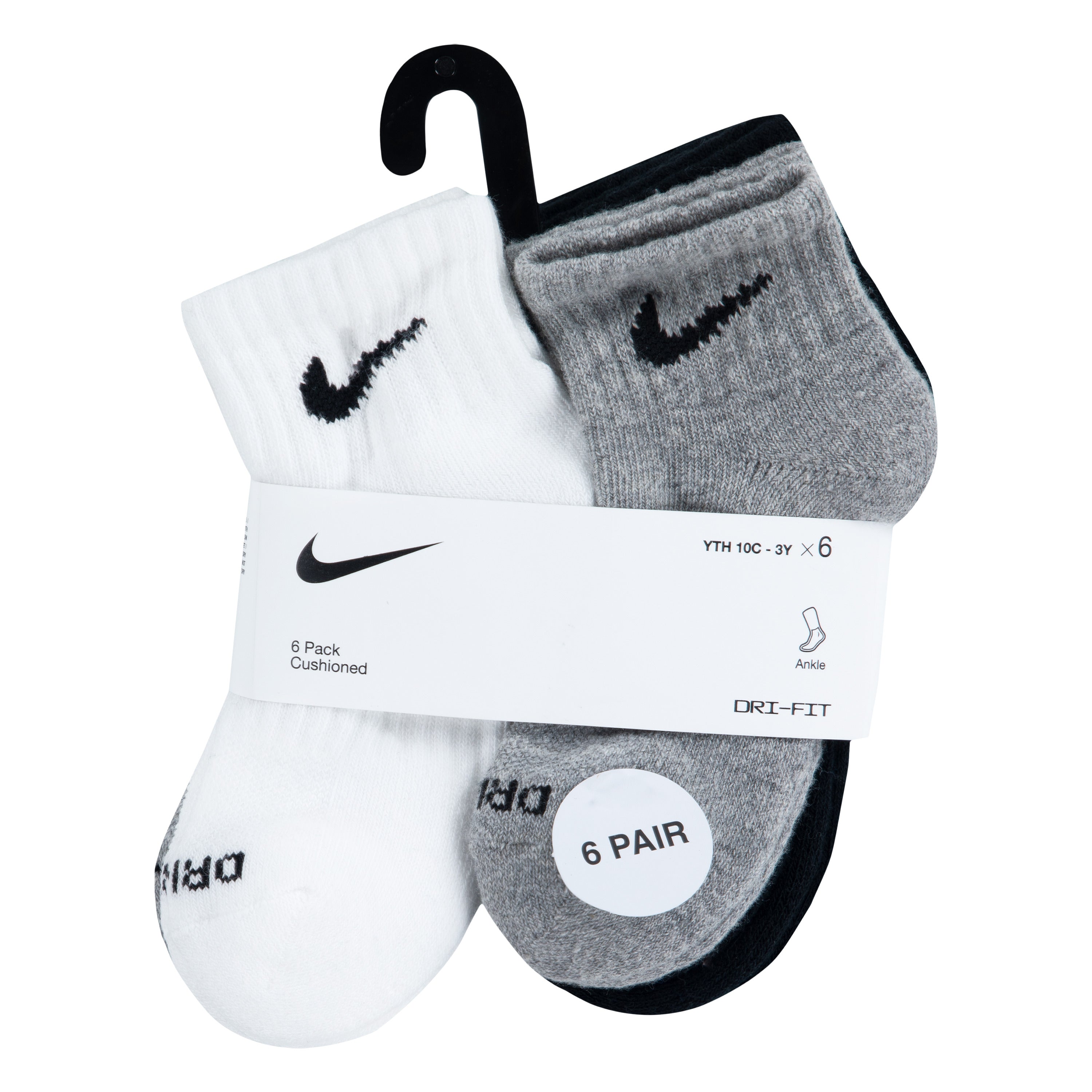6 Pack Kids Performance Basic Quarter Socks
