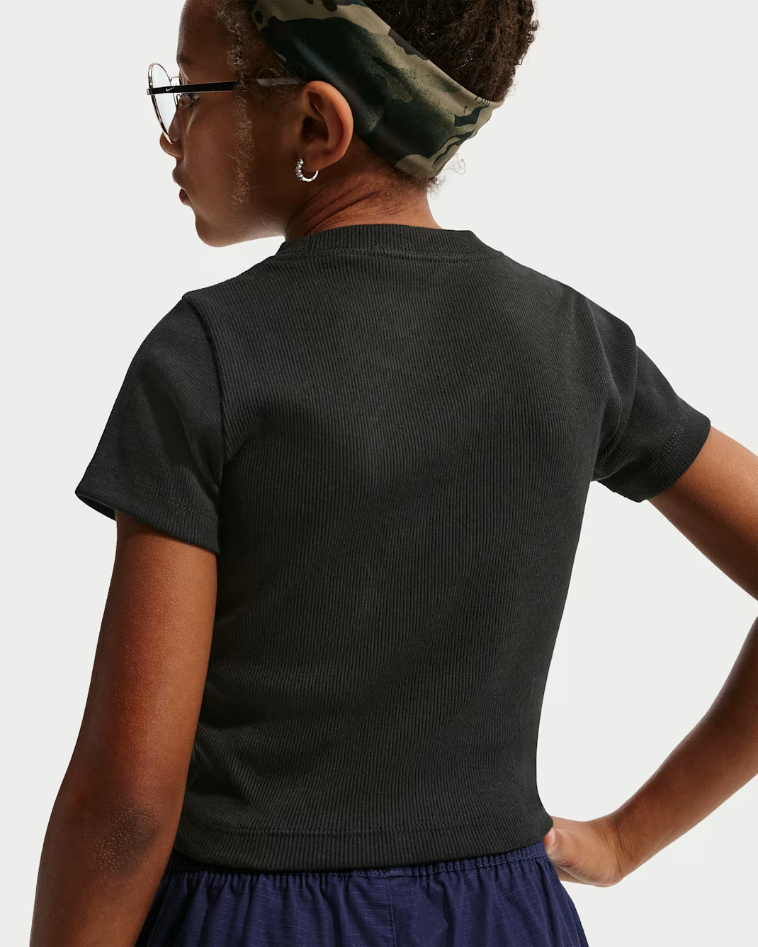 Girls Slim Cropped Ribbed T-Shirt