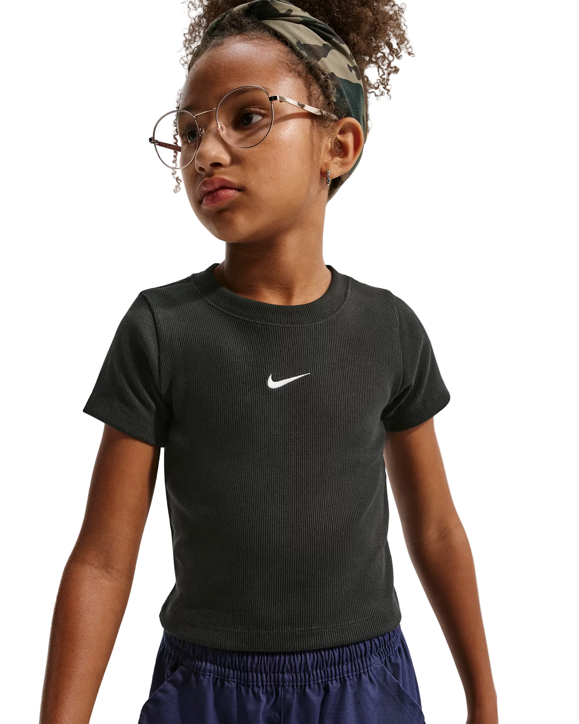 Girls Slim Cropped Ribbed T-Shirt