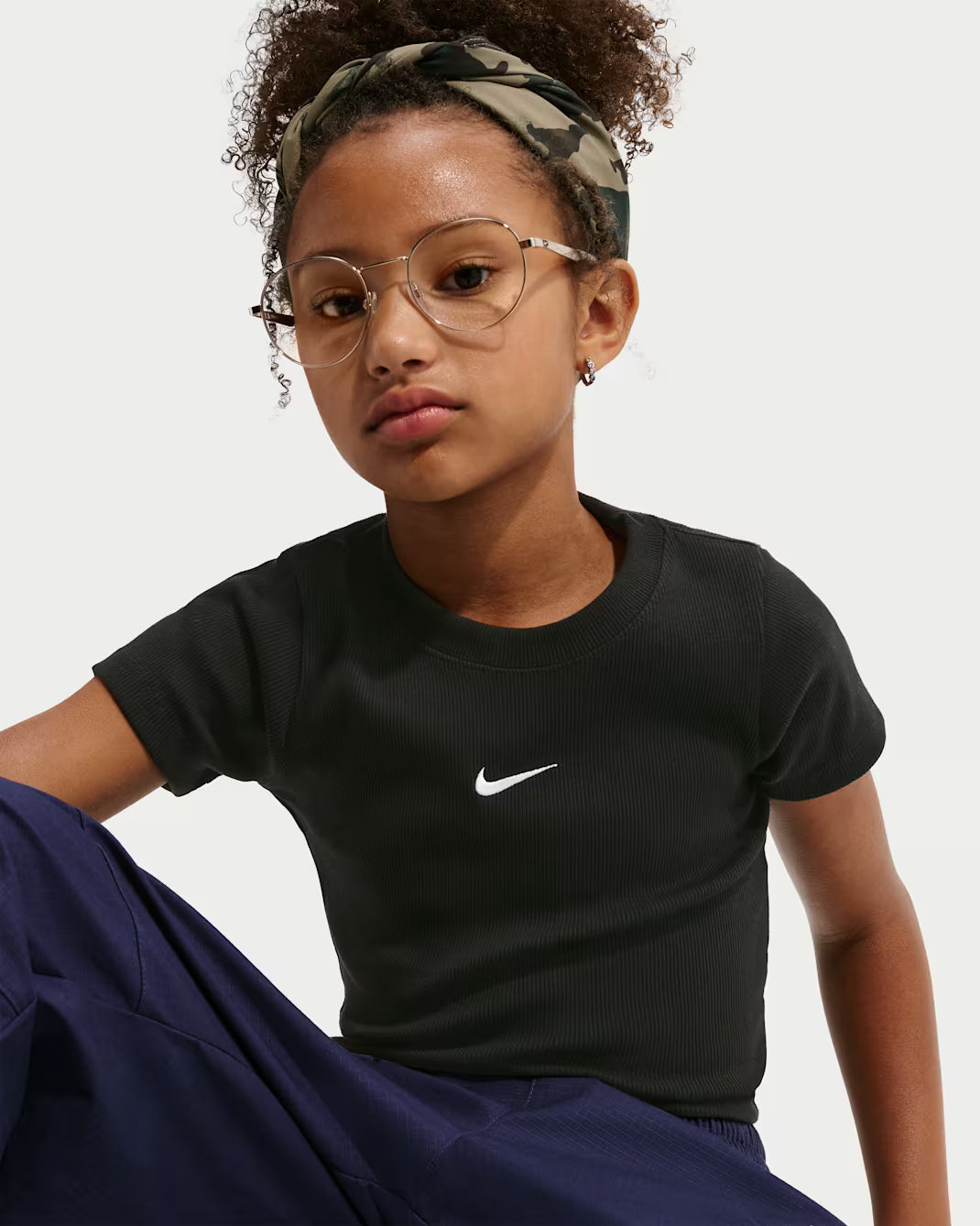Girls Slim Cropped Ribbed T-Shirt
