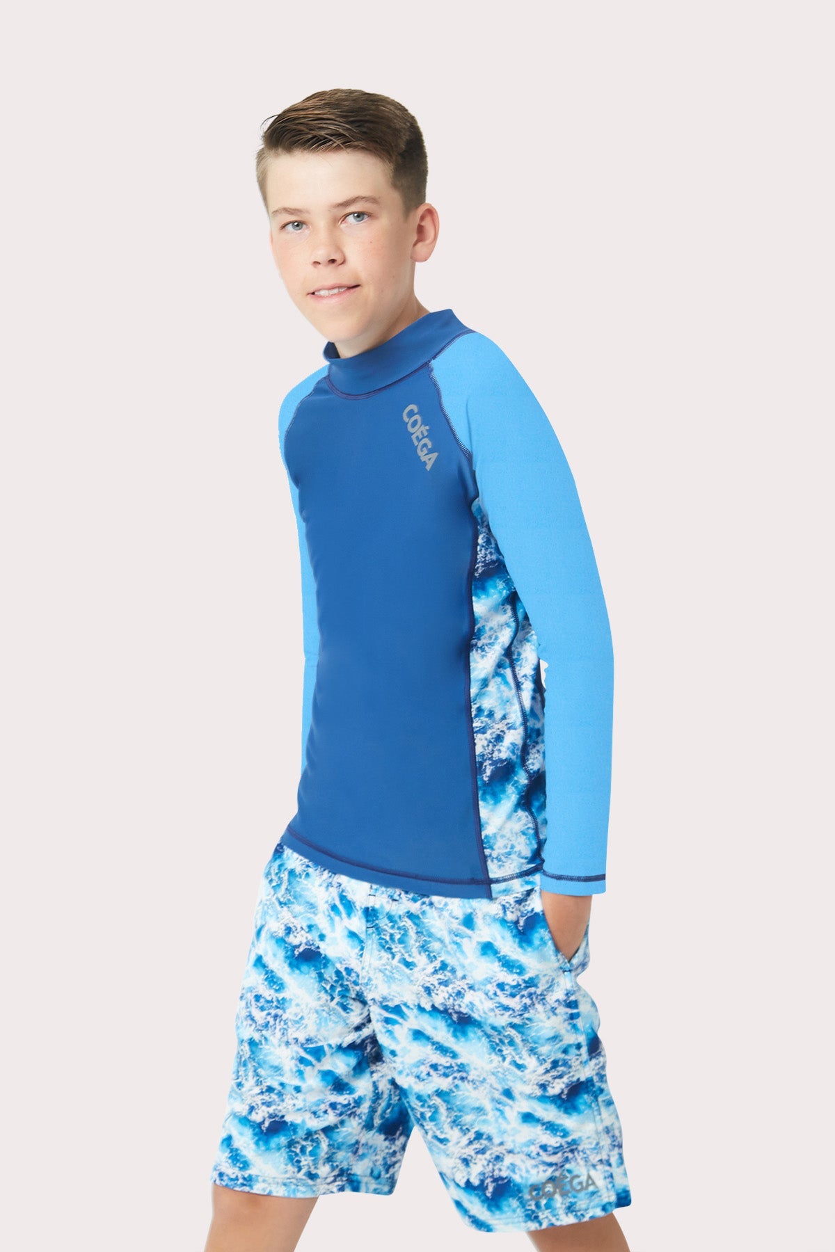 Boys Printed Waves Longsleeve Rashguard