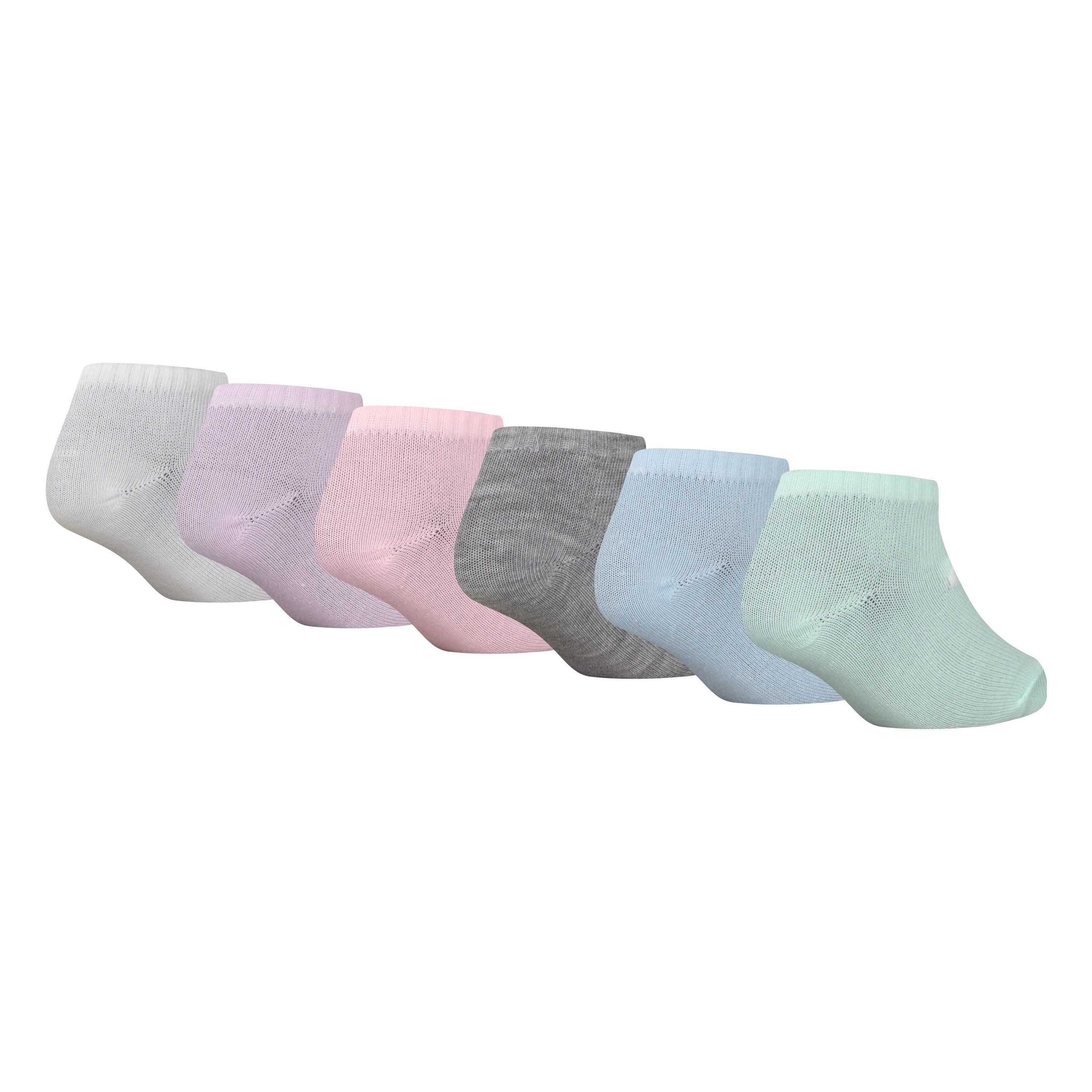 6 Pack Girls Metallic Swoosh No Show Socks