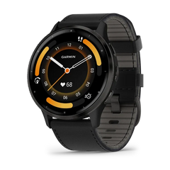 * Venu 3 Slate Stainless-Steel Bezel With Black Case And Black Leather Band
