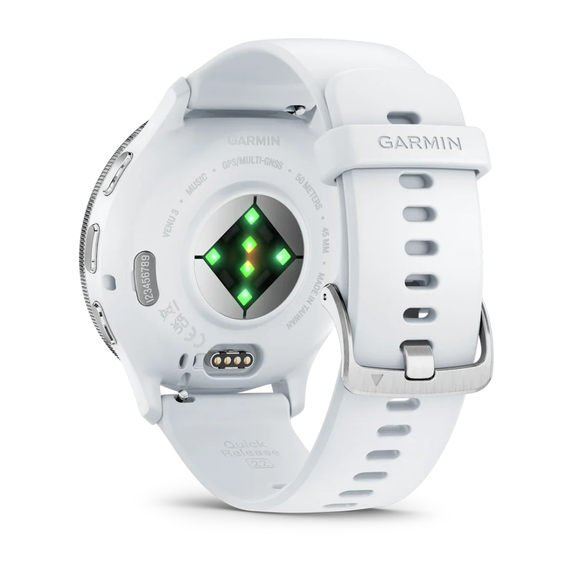 * Venu 3 Silver Stainless Steel Bezel With Whitestone Case and Silicone Band