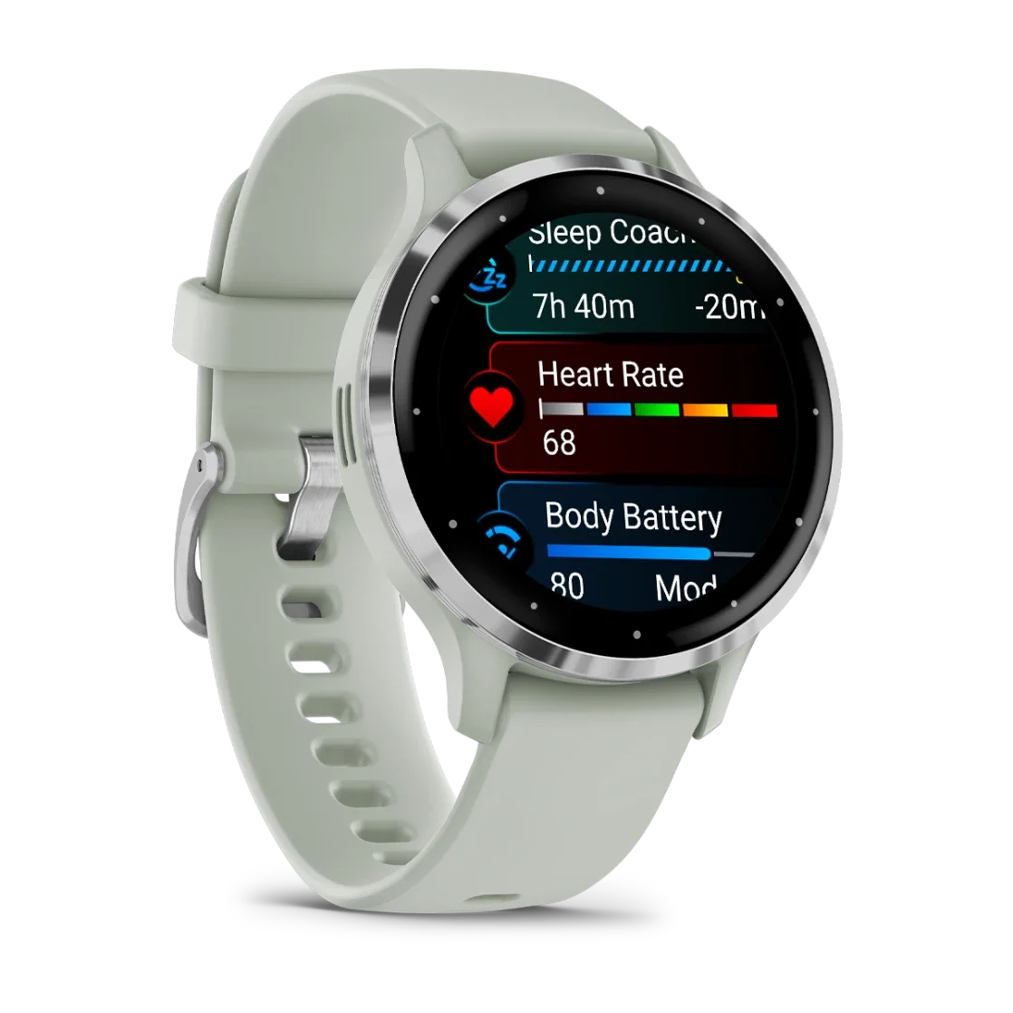 * Venu 3S Silver Stainless Steel Bezel With Sage Gray Case and Silicone Band