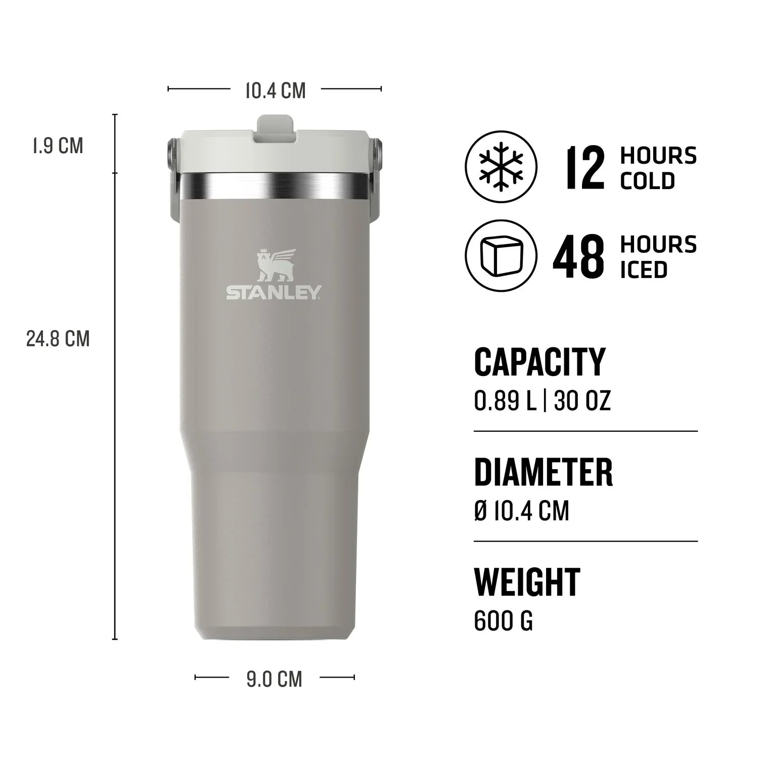 Ice Flow Go Flip Straw Ash 30 Ounce Tumbler