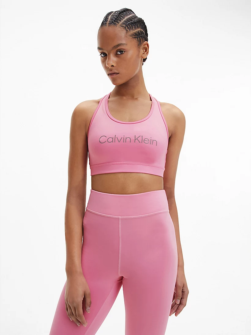 Womens Word Logo Racerback Medium Impact Sports Bra