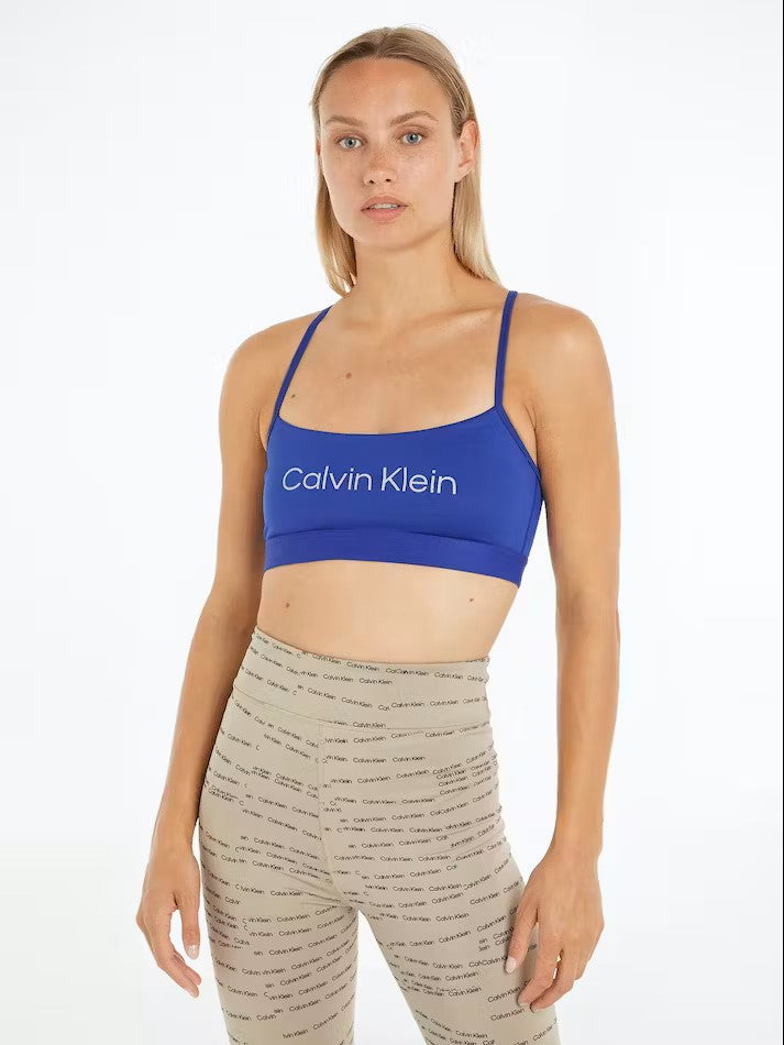 Womens Word Logo Strappy Light Impact Sports Bra