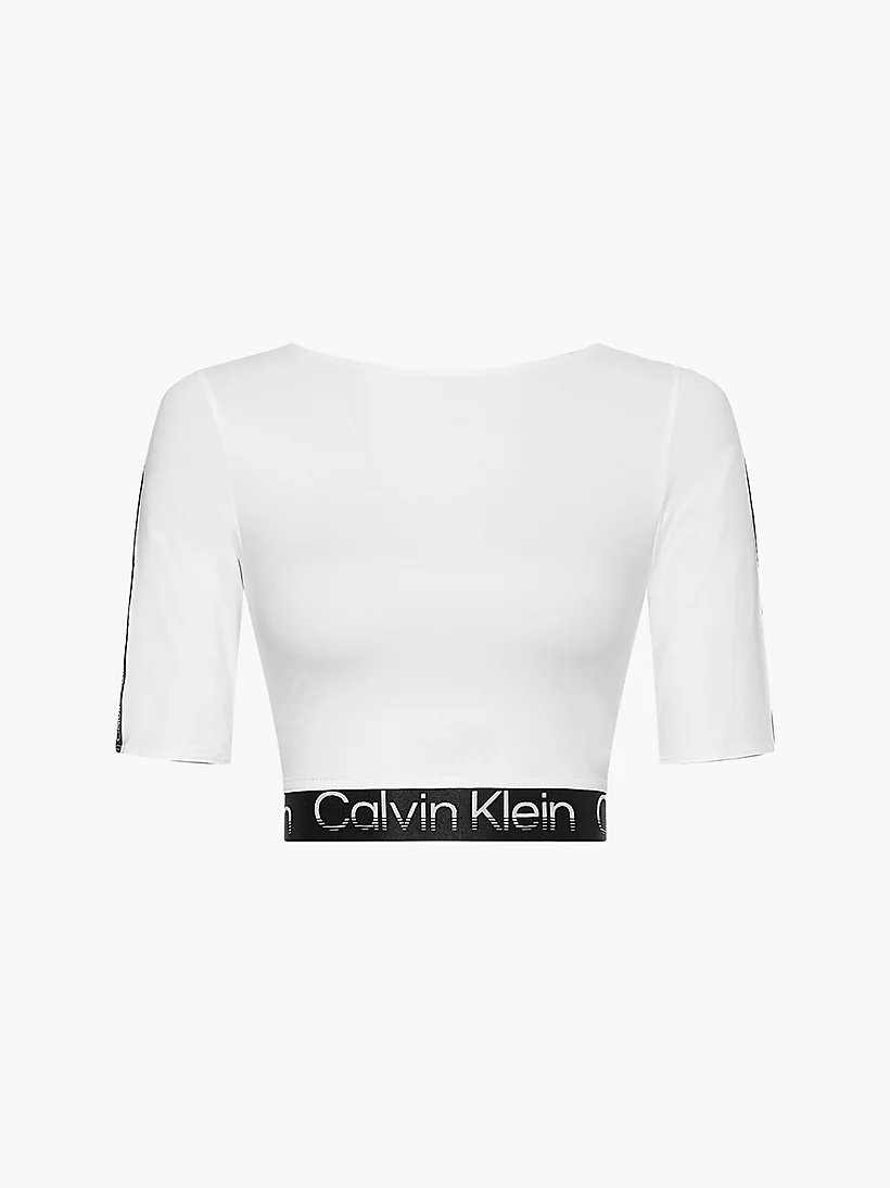 Womens Branded Waistband Fitted Crop Long Sleeve T-Shirt
