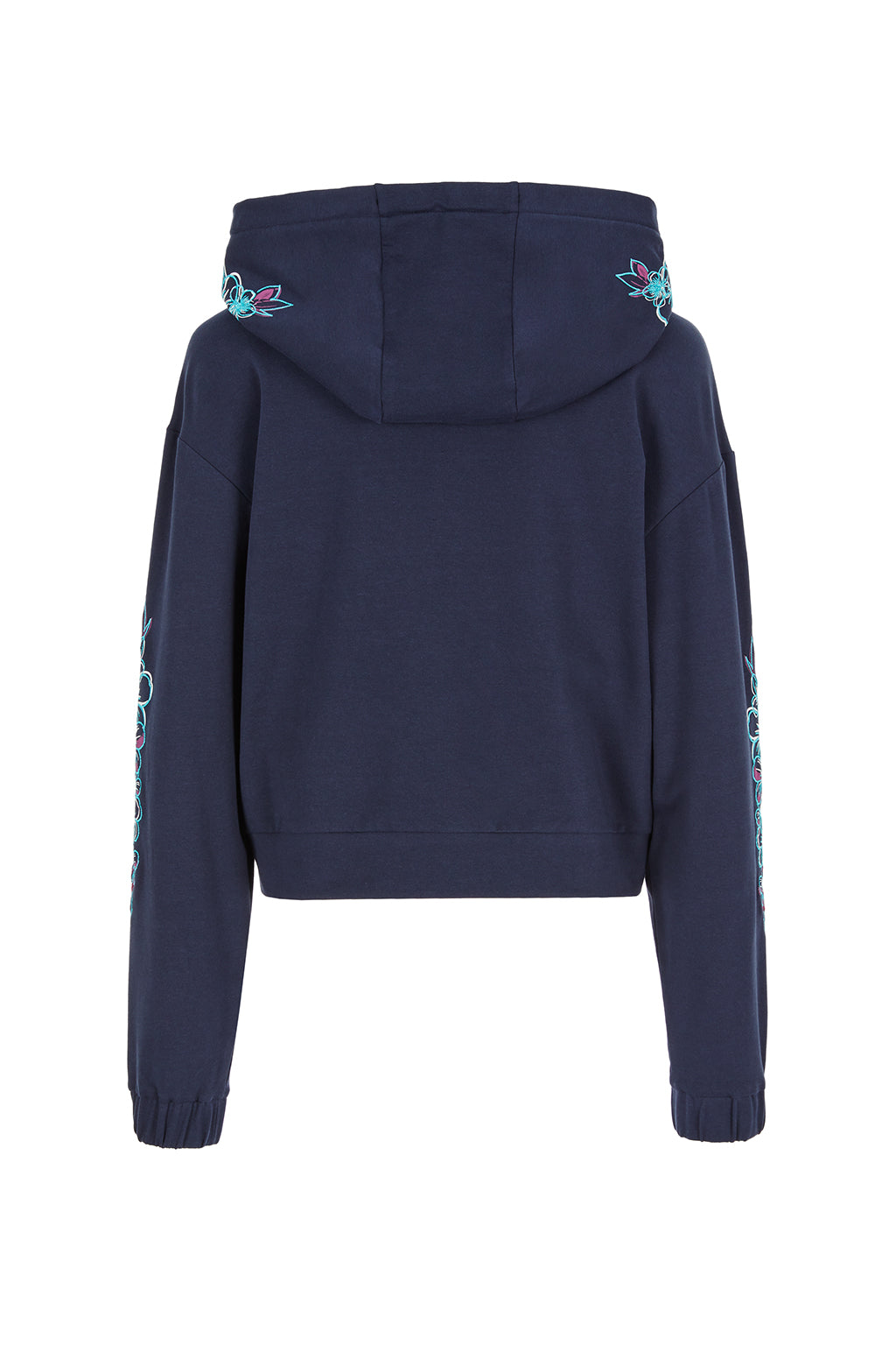Womens Floral Print Full Zip Crop Hoodie