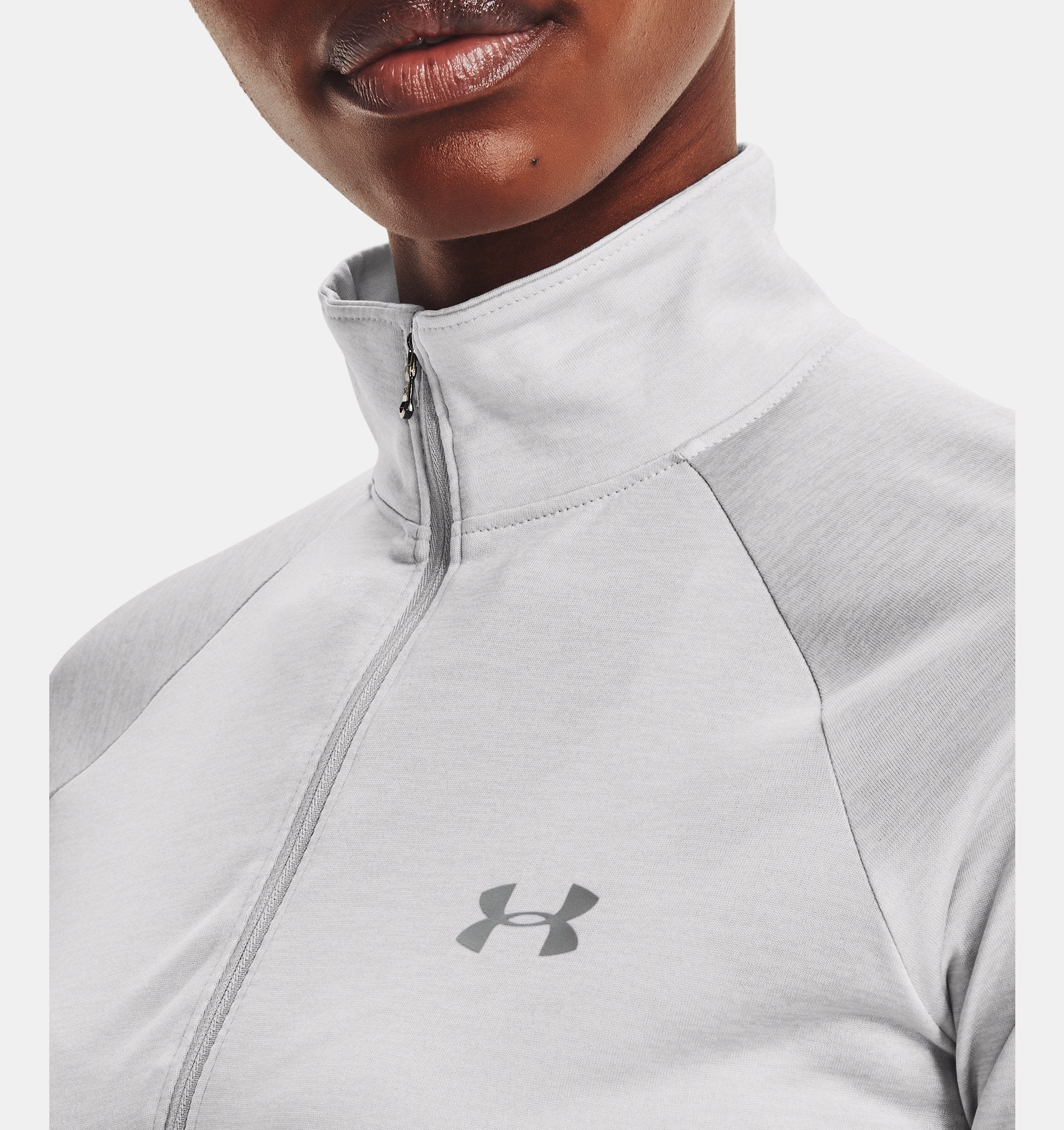 Womens Tech Plain Half Zip Long Sleeve Top