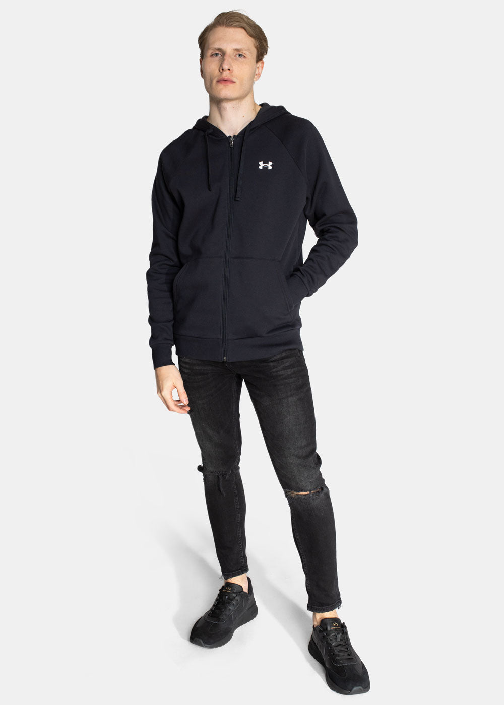Mens Rival Cotton Hooded Full Zip Jacket