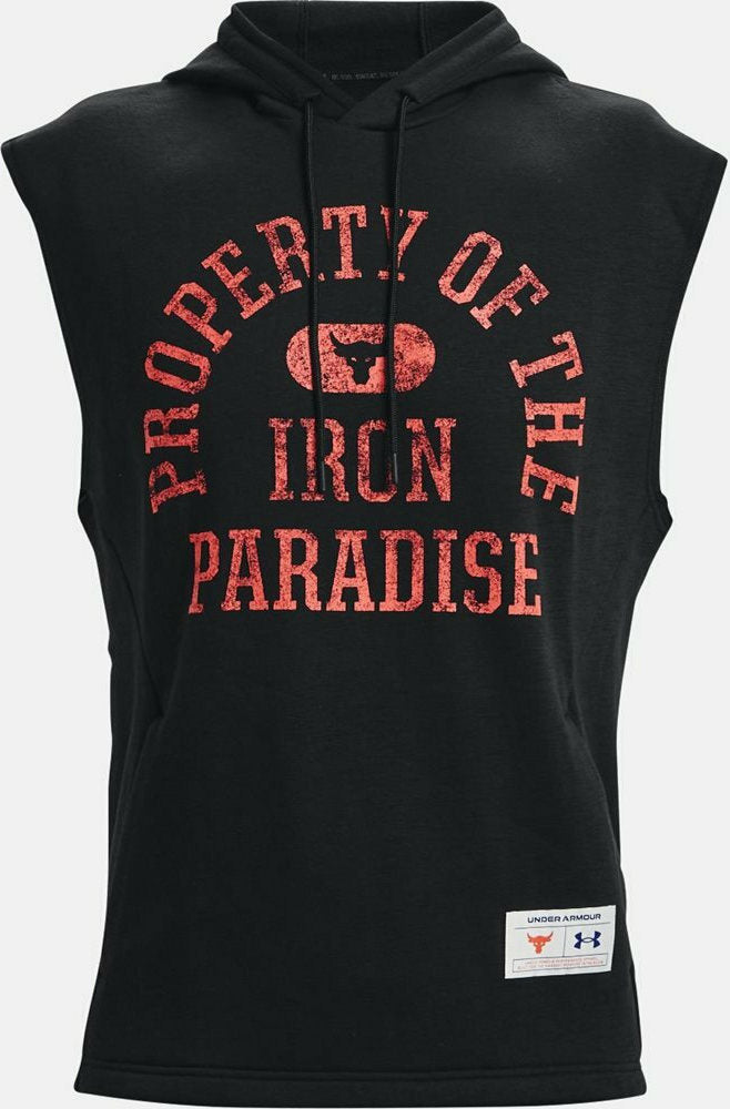 Mens Project Rock Charged Cotton Fleece Sleeveless Hoodie