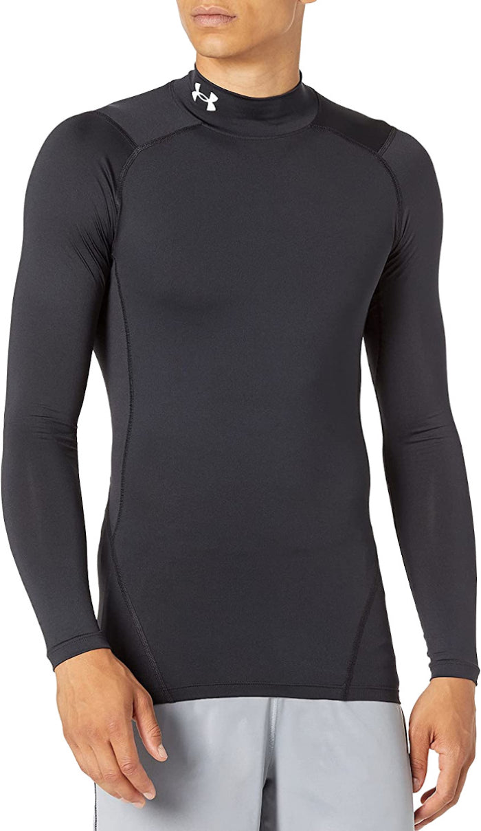 Mens Heatgear Armour Compression Mock Neck Long Sleeve Top