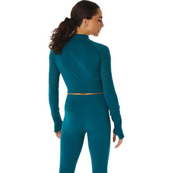 Womens Running Seamless Crop Long Sleeve T-Shirt
