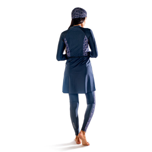 بدلة سباحة قطعتين بتصميم محتشم مع تنورة للنساء