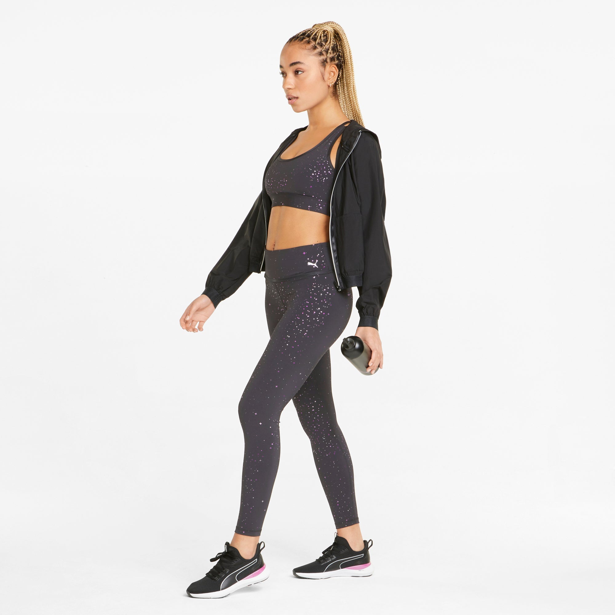 Womens All Over Print Strappy Medium Impact Sports Bra