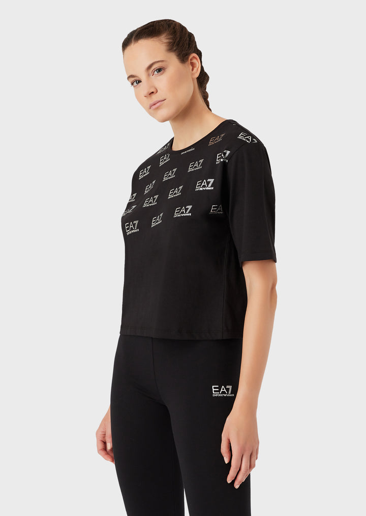 Womes All Over Logo Print Crop Short