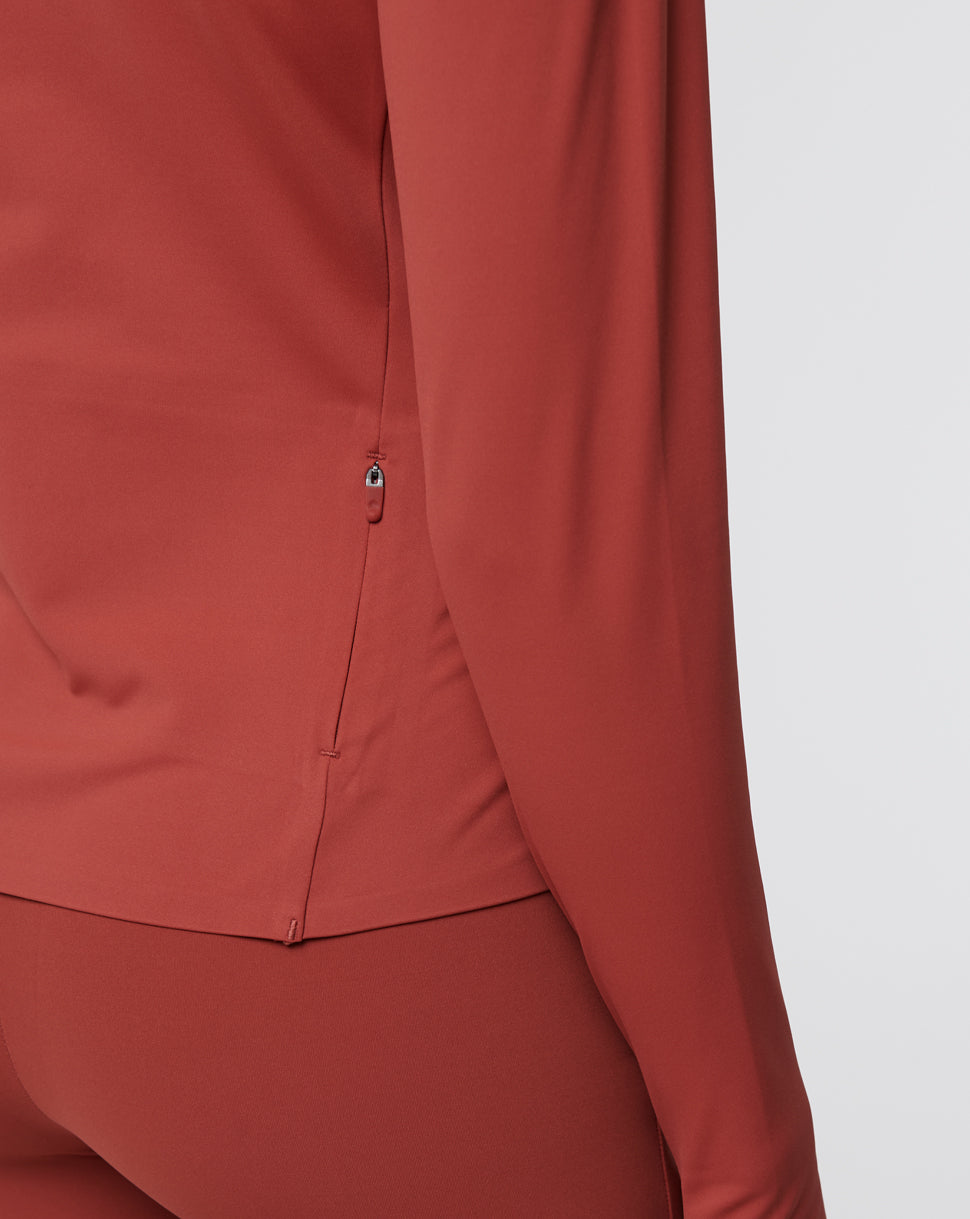 Womens Branded Technical Plain 1/4 Zip Long Sleeve Top